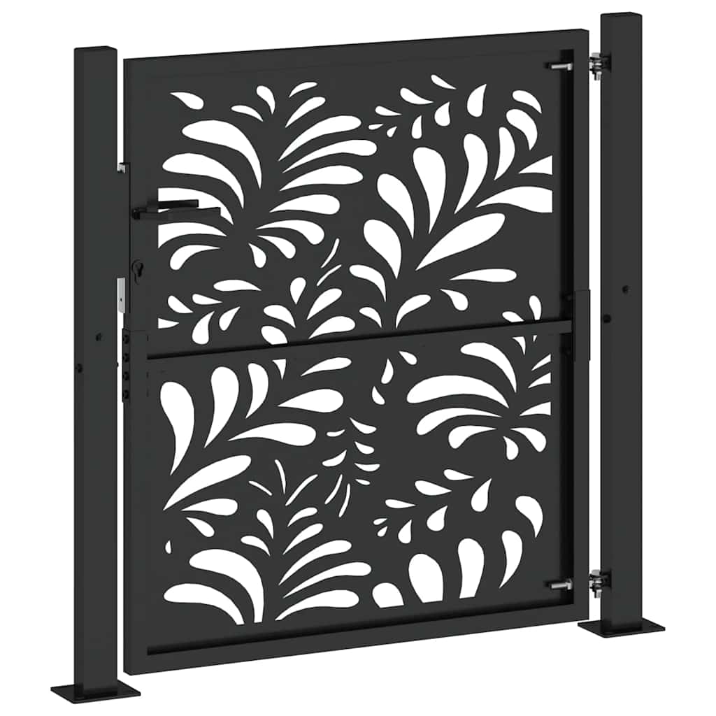 Gartentor Schwarz 100x100 cm Stahl Lichtdesign