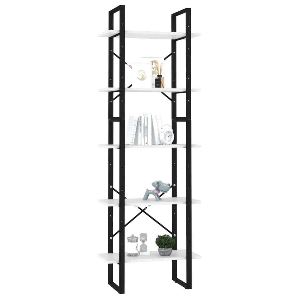 Bücherregal 5 Fächer Weiß 40x30x175 cm Holzwerkstoff