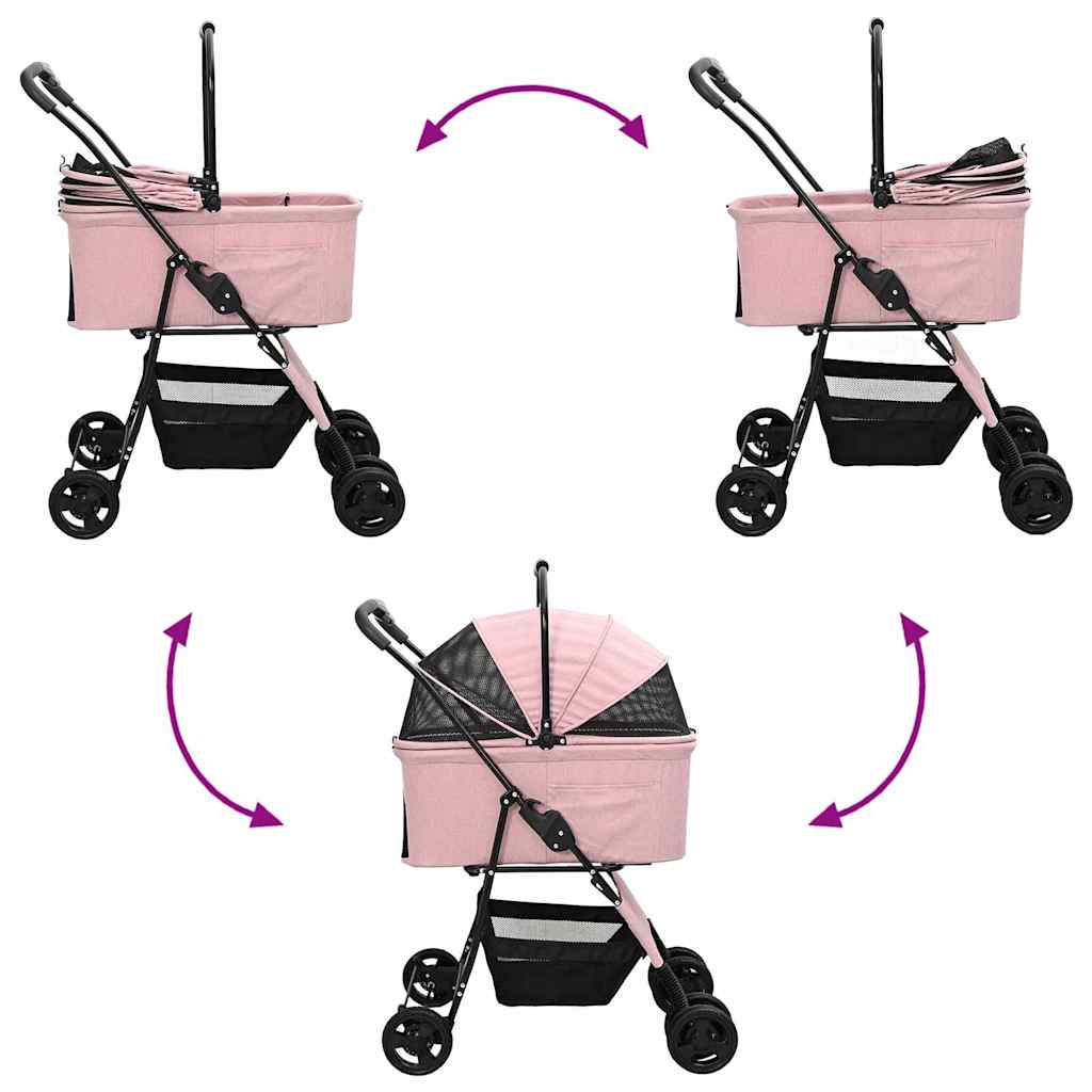 Faltbarer Haustierwagen Rosa 81 x 47 x 99 cm Polyester