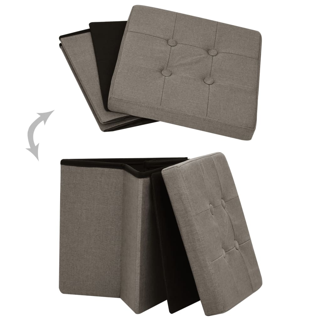 Hocker mit Stauraum Cremeweiß Leinenoptik