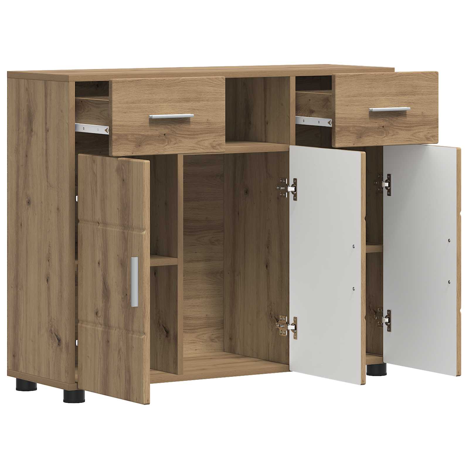Highboard mit Regal FLORIN Weiß 60 x 35 x 182 cm Holzwerkstoff