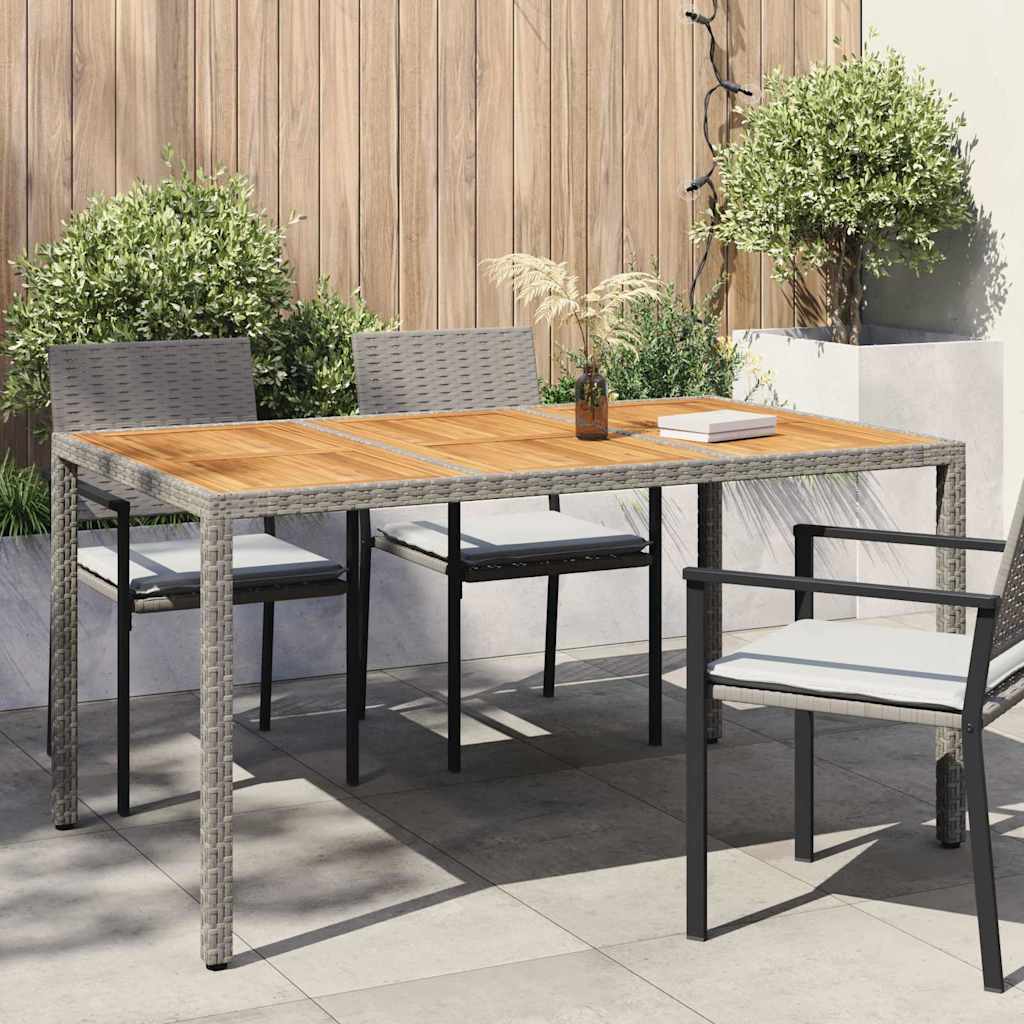 Gartentisch 150x90x75 cm Hartglas und Poly Rattan Grau