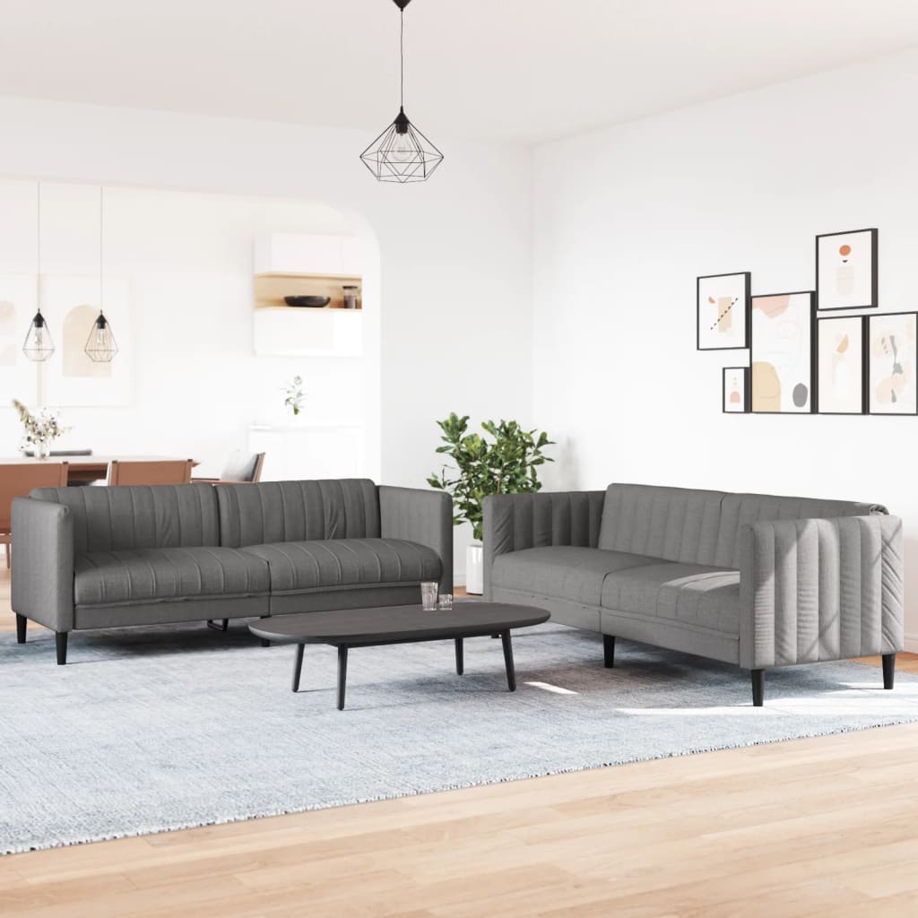3-tlg. Sofagarnitur Hellgrau Stoff