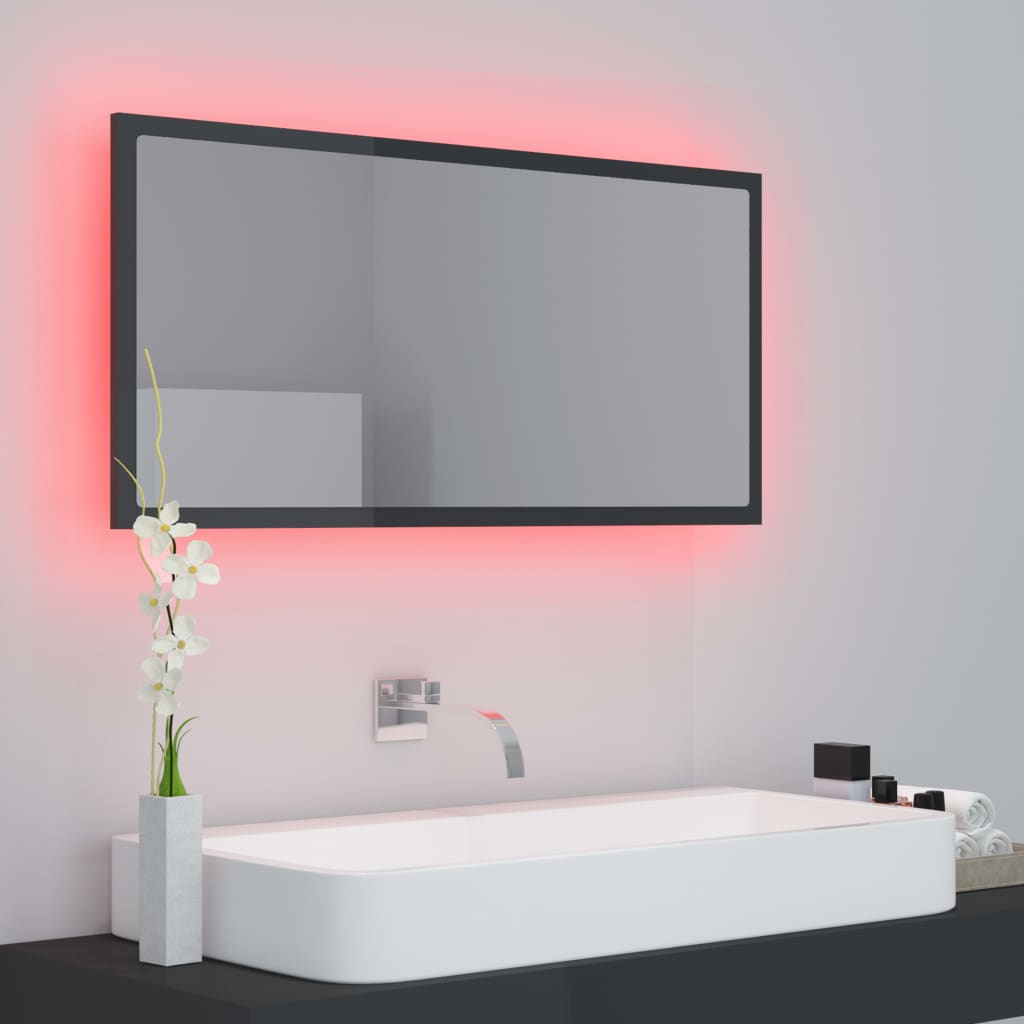 LED-Badspiegel Weiß 90x8,5x37 cm Acryl