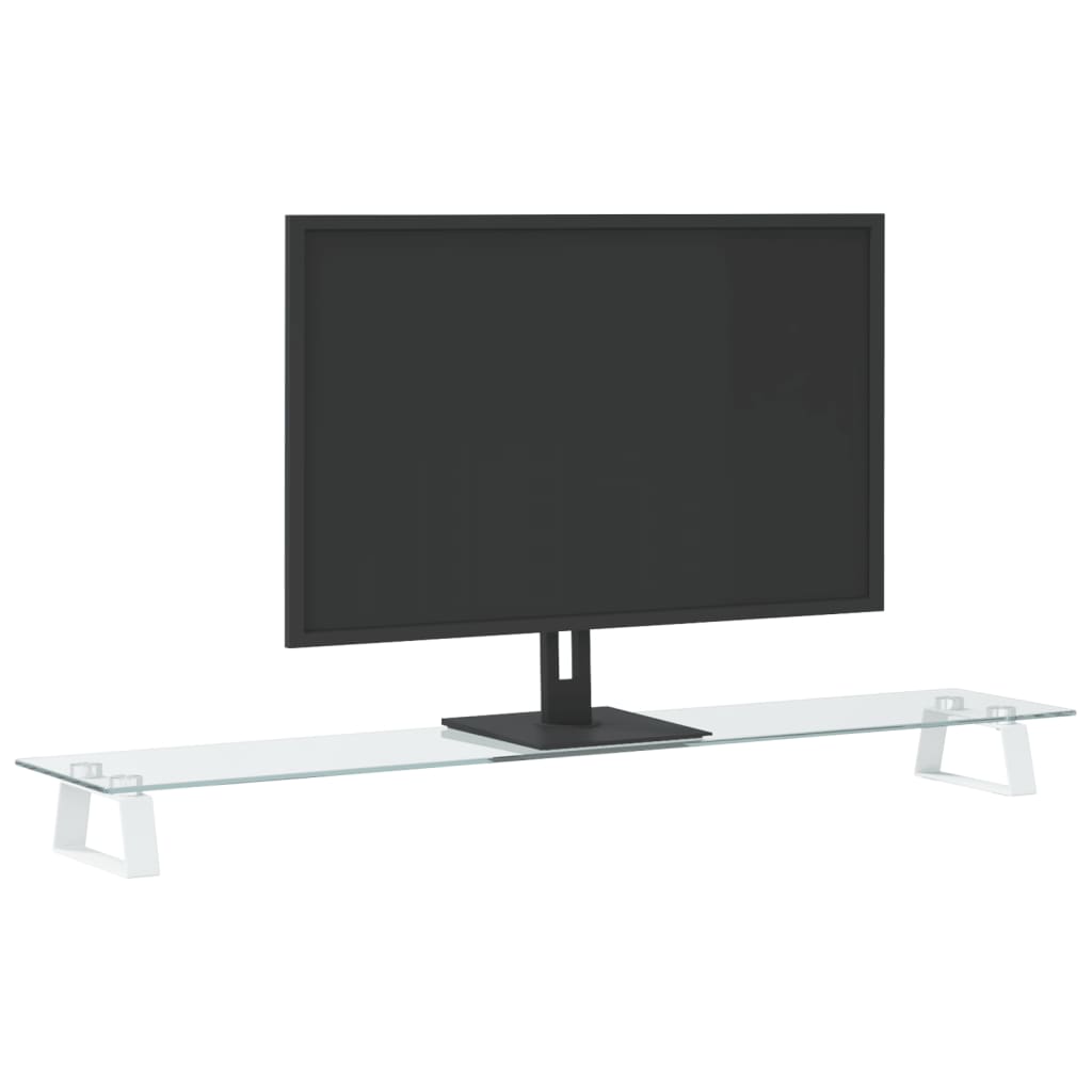 Monitorständer Weiß 60x20x8 cm Hartglas und Metall