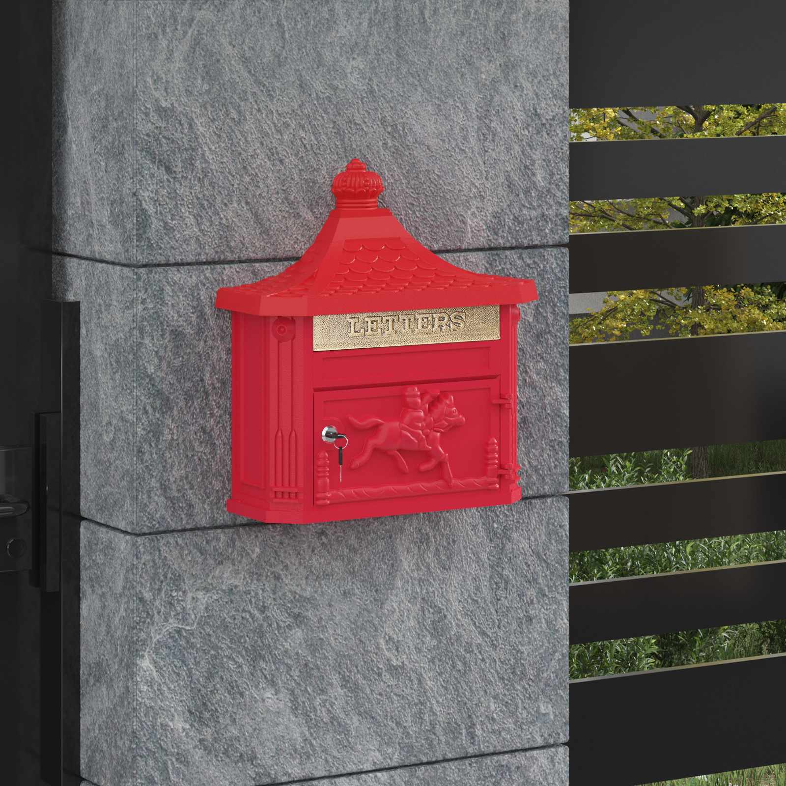 Wandmontierter Briefkasten Grün 40,5 x 16 x 45 cm Gussaluminium