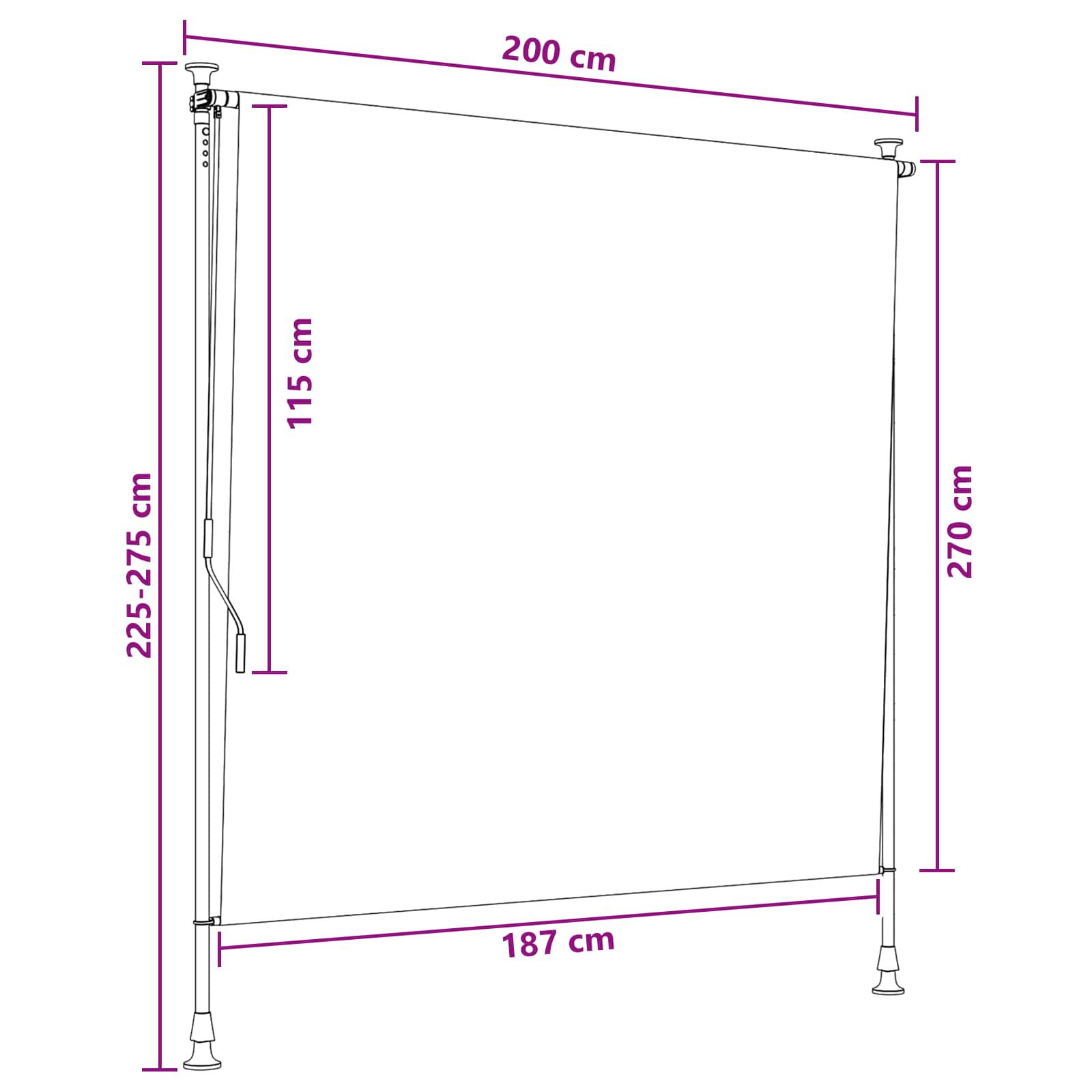 Außenrollo 100 x 270 cm Anthrazit