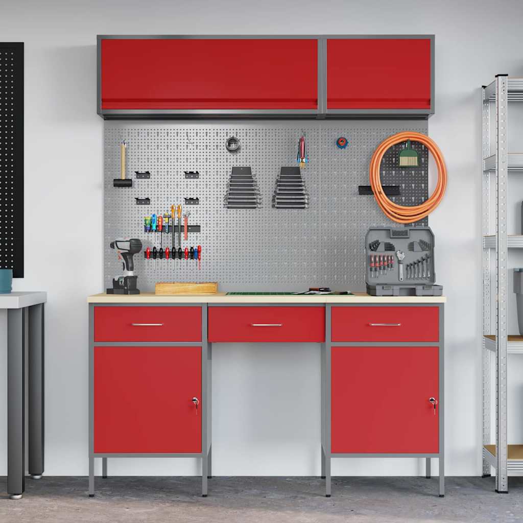 Arbeitsschrankset mit Schubladen mit Regal 8 pcs Grau