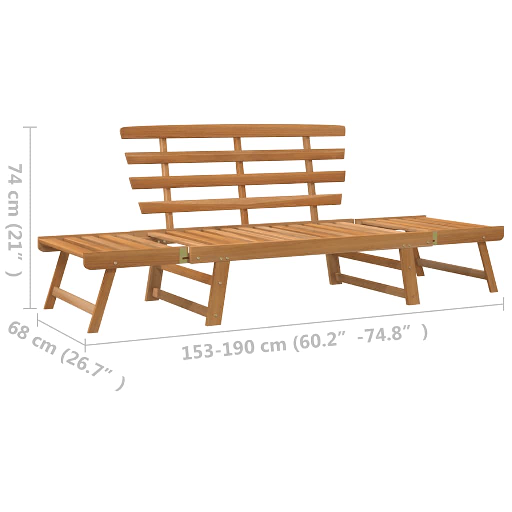 Gartenbank mit Auflagen 2-in-1 190 cm Grau Massivholz Akazie
