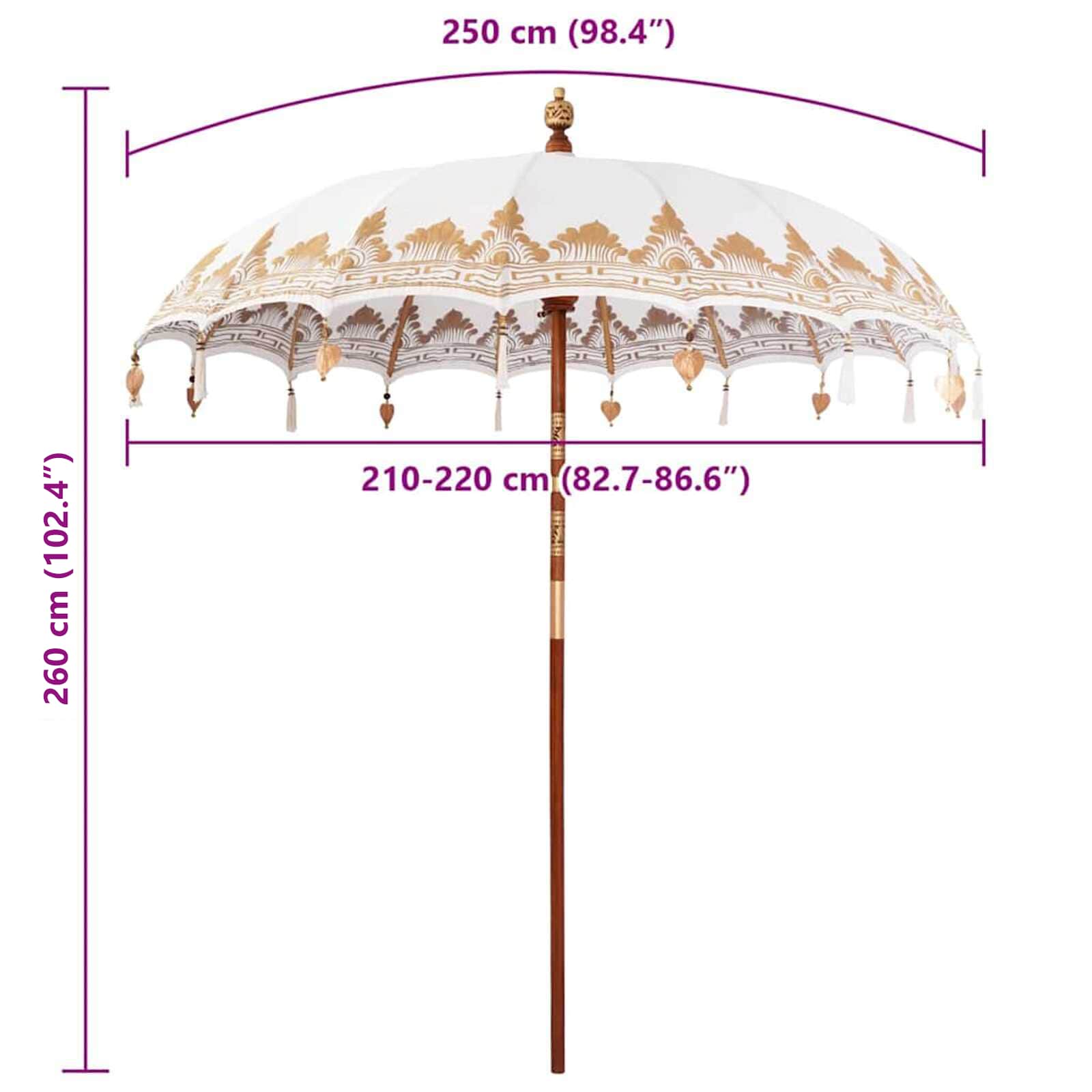 Balinesischer Sonnenschirm Creme 185 x 185 x 260 cm