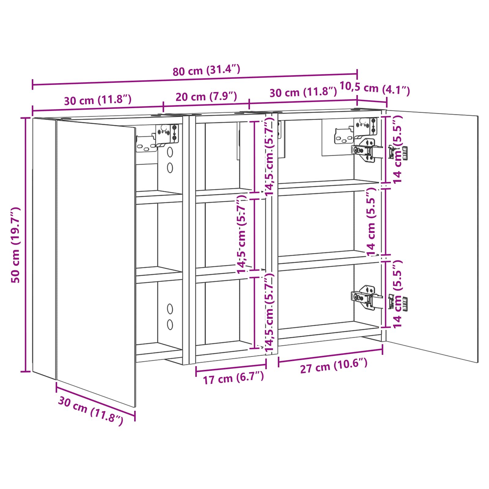 Badezimmerschrank-Set 3 pcs 80 x 10,5 x 50 cm Holzwerkstoff