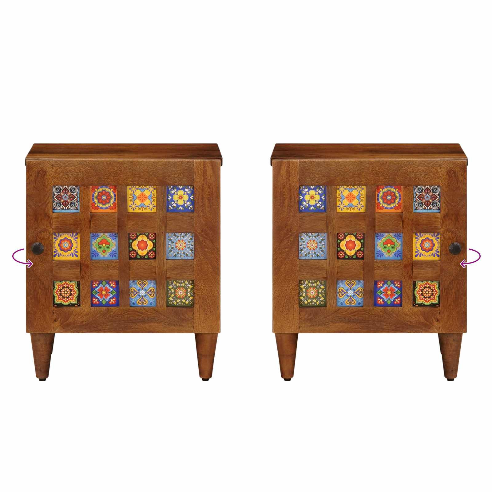 Nachttisch Braun 40 x 33 x 46 cm Massivholz Mango