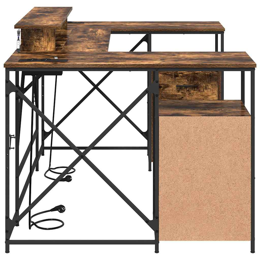 Schreibtisch mit Regal Schwarz Eichen-Optik 182 x 101 x 87,5 cm