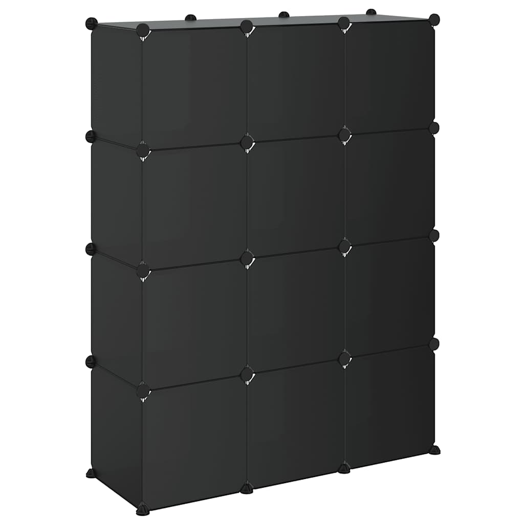Regalsystem mit 12 Würfeln Schwarz PP