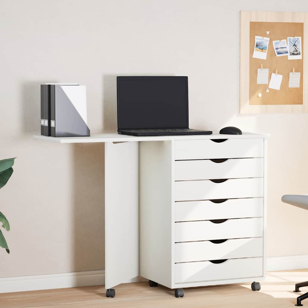 Rollschrank mit Schreibtisch MOSS Honigbraun Massivholz Kiefer