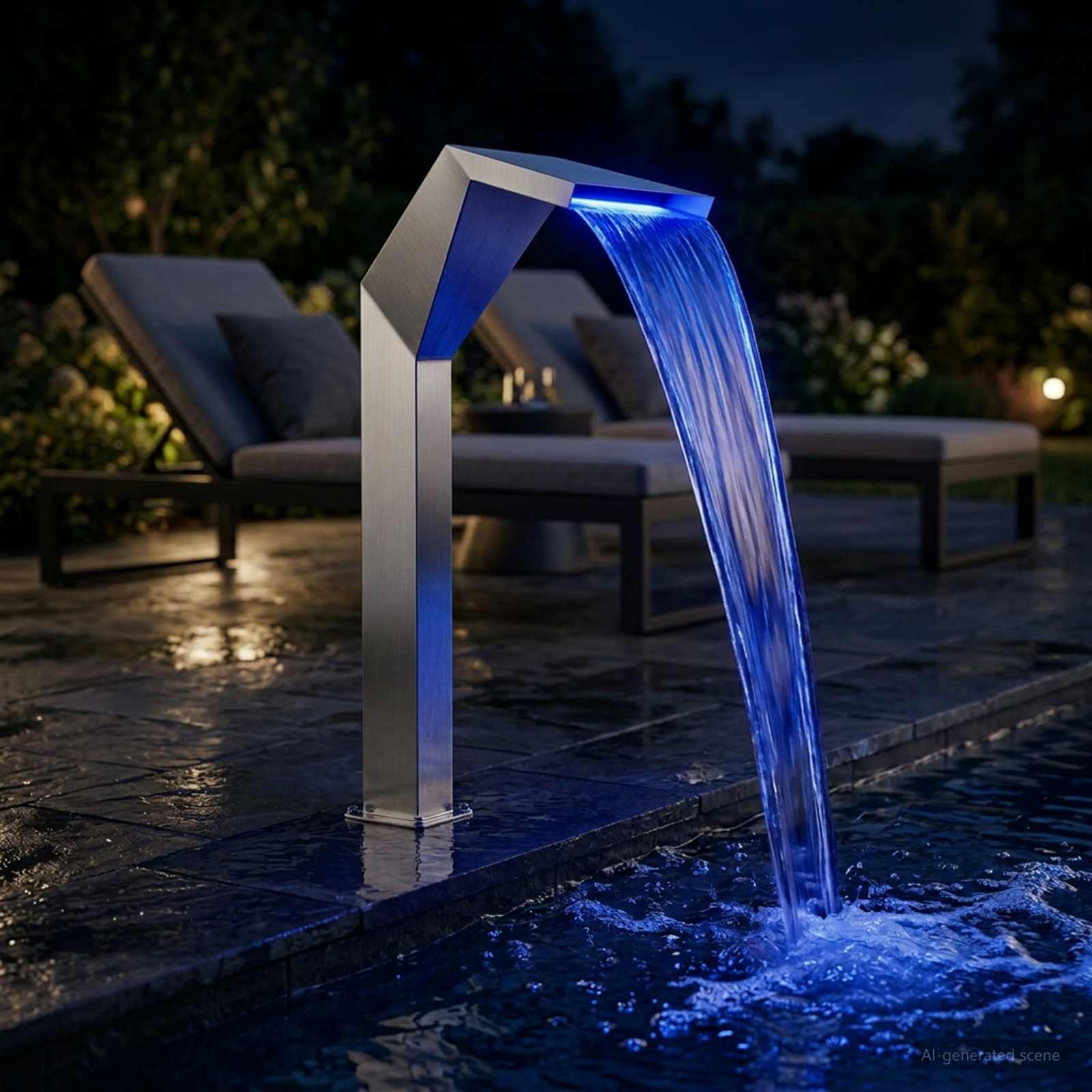 Pool-Wasserfall Edelstahl 63,5 x 29 x 51 cm Silber