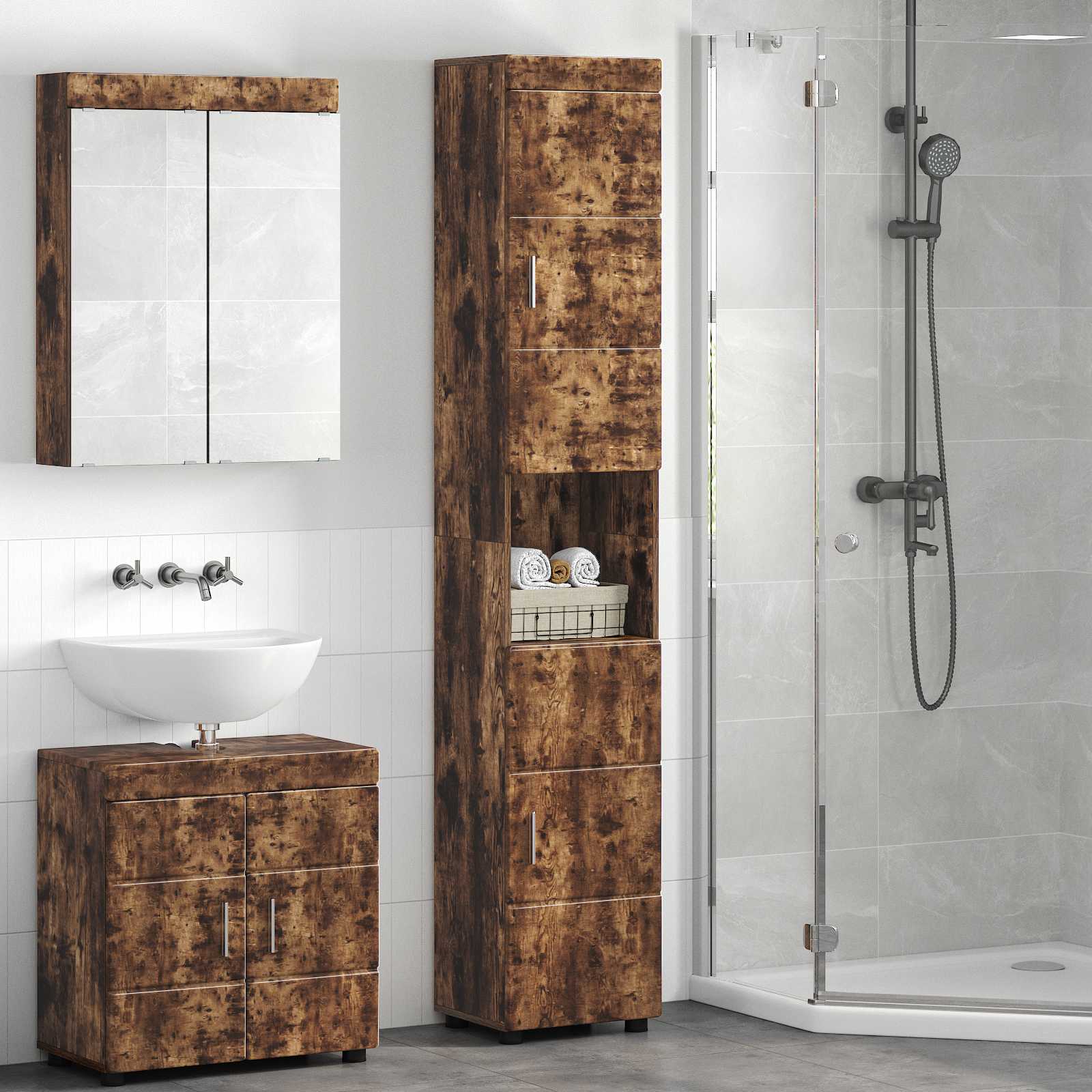 Badezimmermöbel-Set TULUM 2 pcs Weiß 60 x 34 x 63 cm
