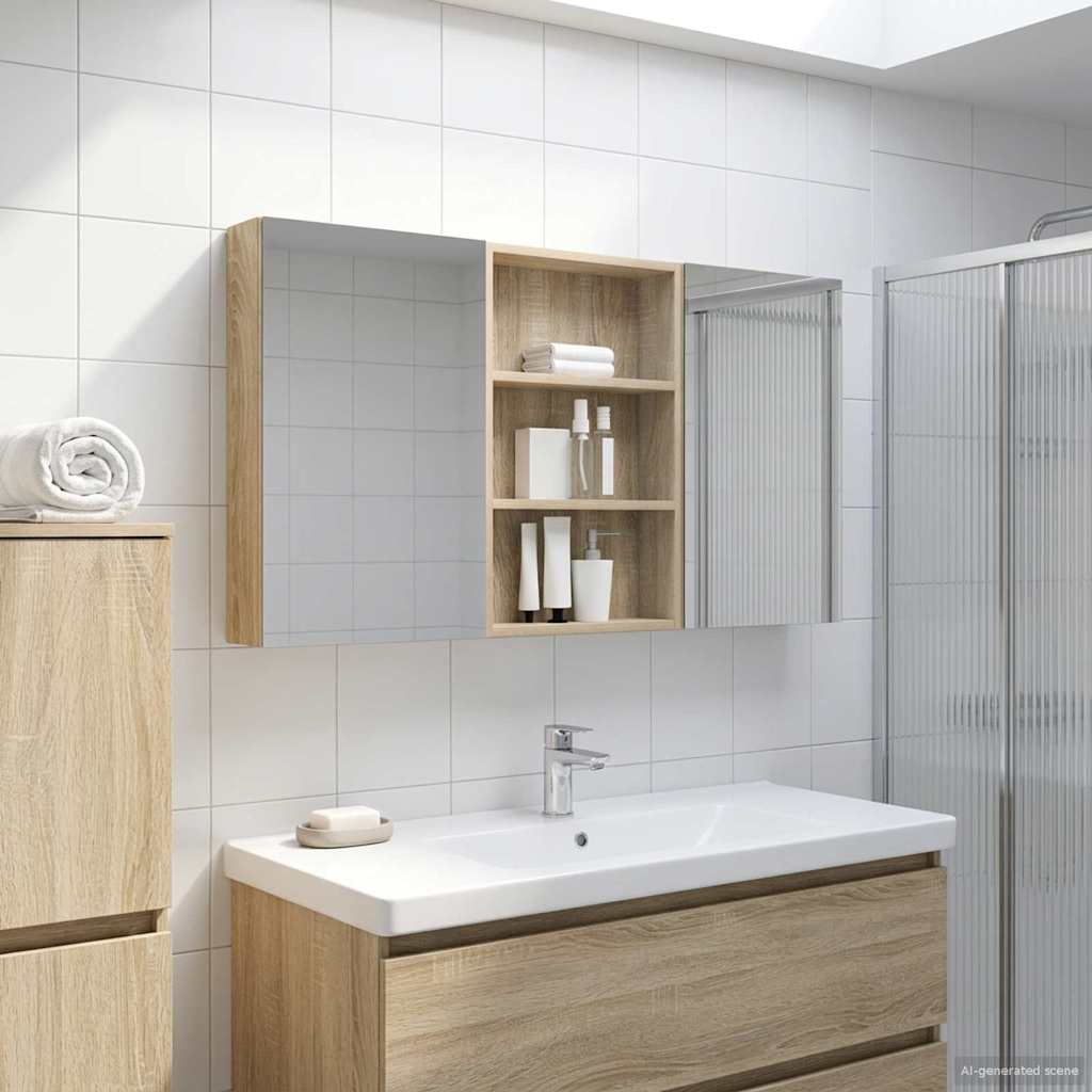 Badezimmerschrank-Set 3 pcs 80 x 10,5 x 50 cm Holzwerkstoff