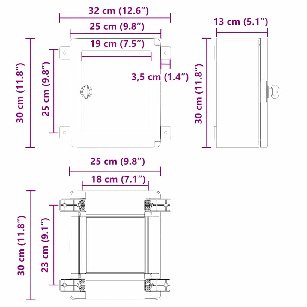 Steuerungsschrank Grau 25 x 13 x 24 cm ABS Kunststoff