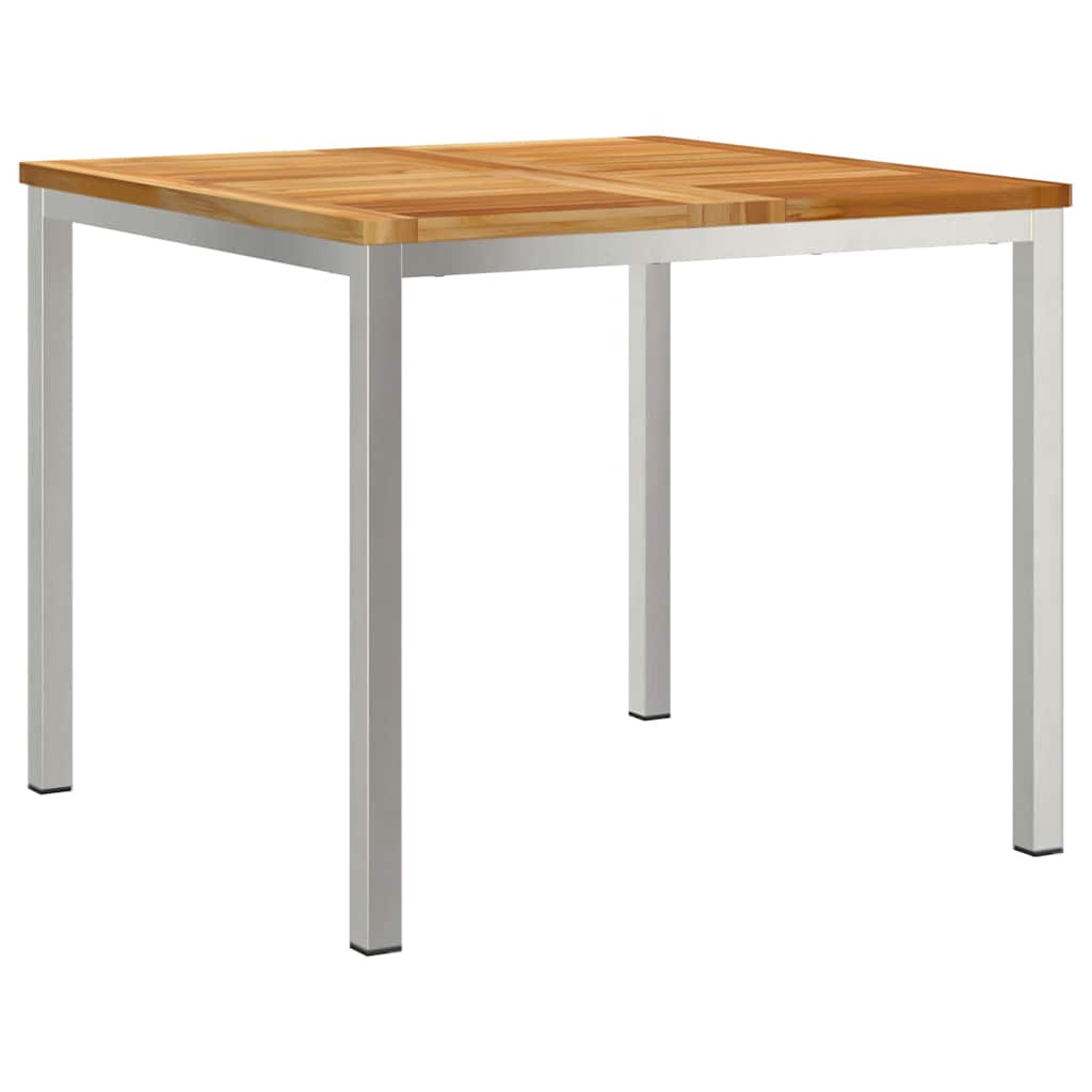 Esstisch 90x90x75 cm Massives Akazienholz und Edelstahl