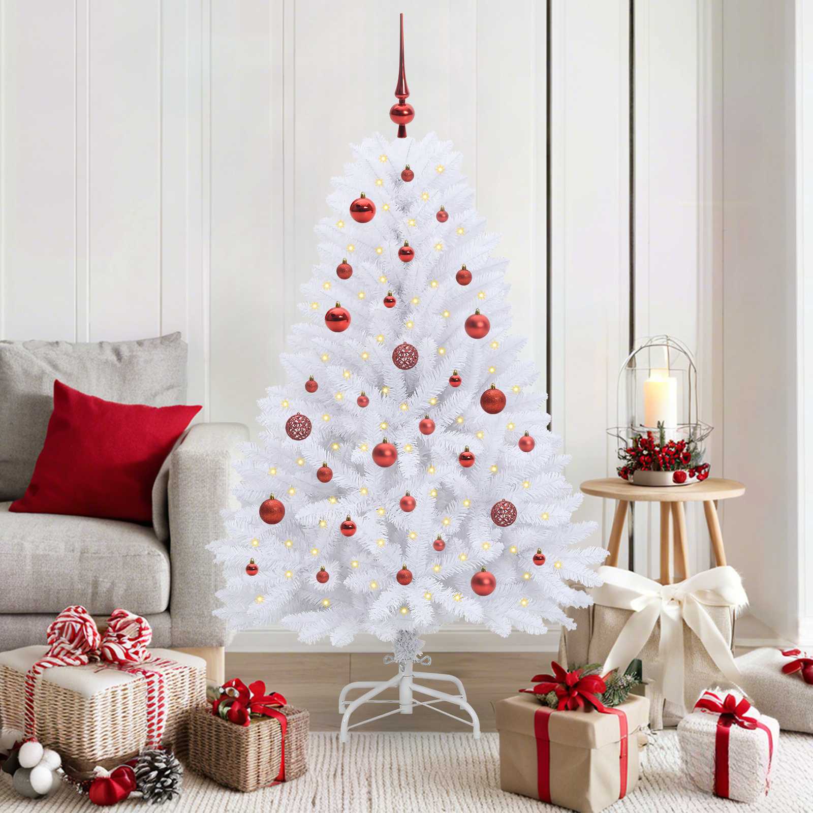 Künstlicher klappbarer Weihnachtsbaum Weiß 120 cm PVC und Stahl