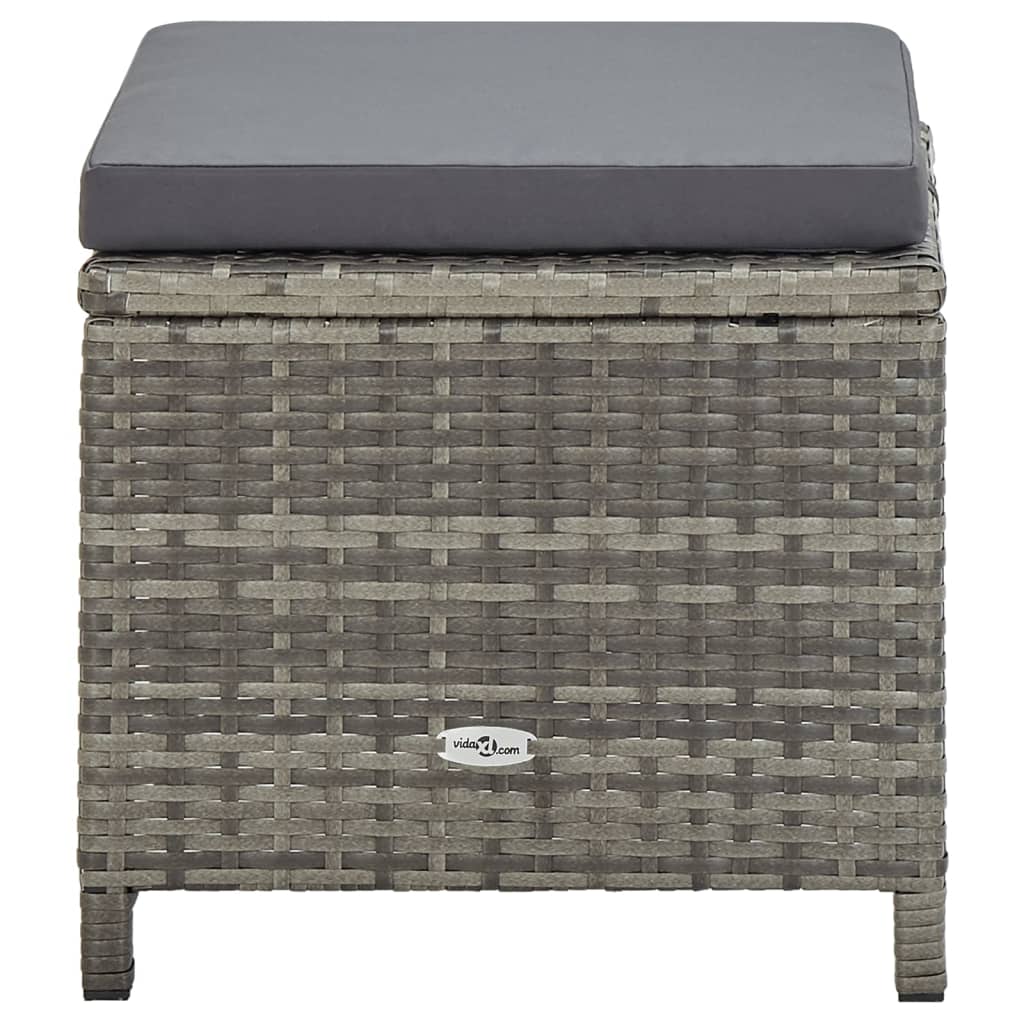 Gartenhocker 4 Stk. mit Sitzkissen Poly Rattan Schwarz