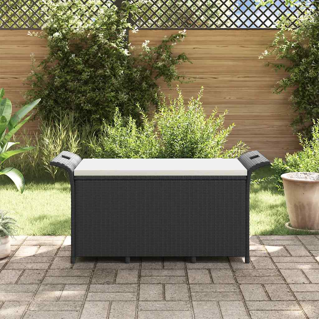 Gartenbank mit Kissen Braun 116x46x57 cm Poly Rattan