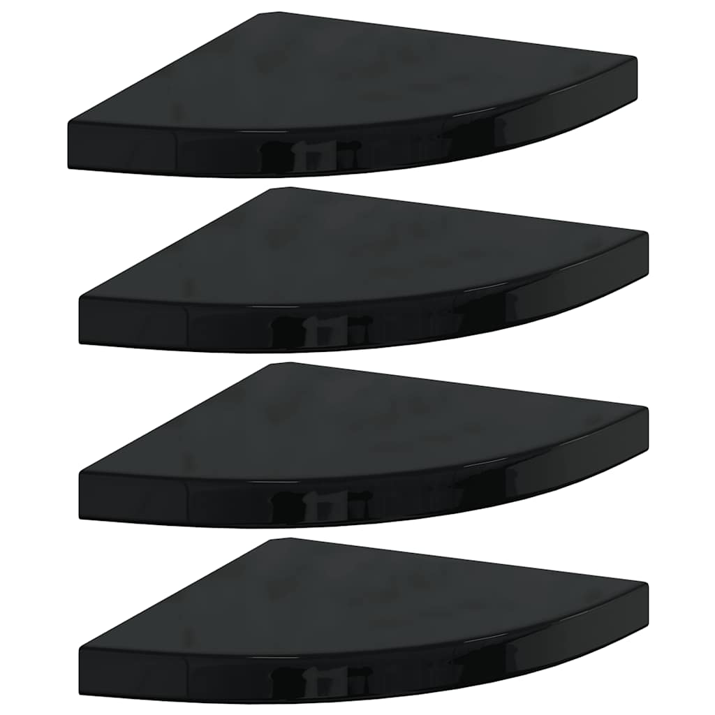 Schwebende Eckregale 2 Stk. Hochglanz-Weiß 25x25x3,8 cm MDF