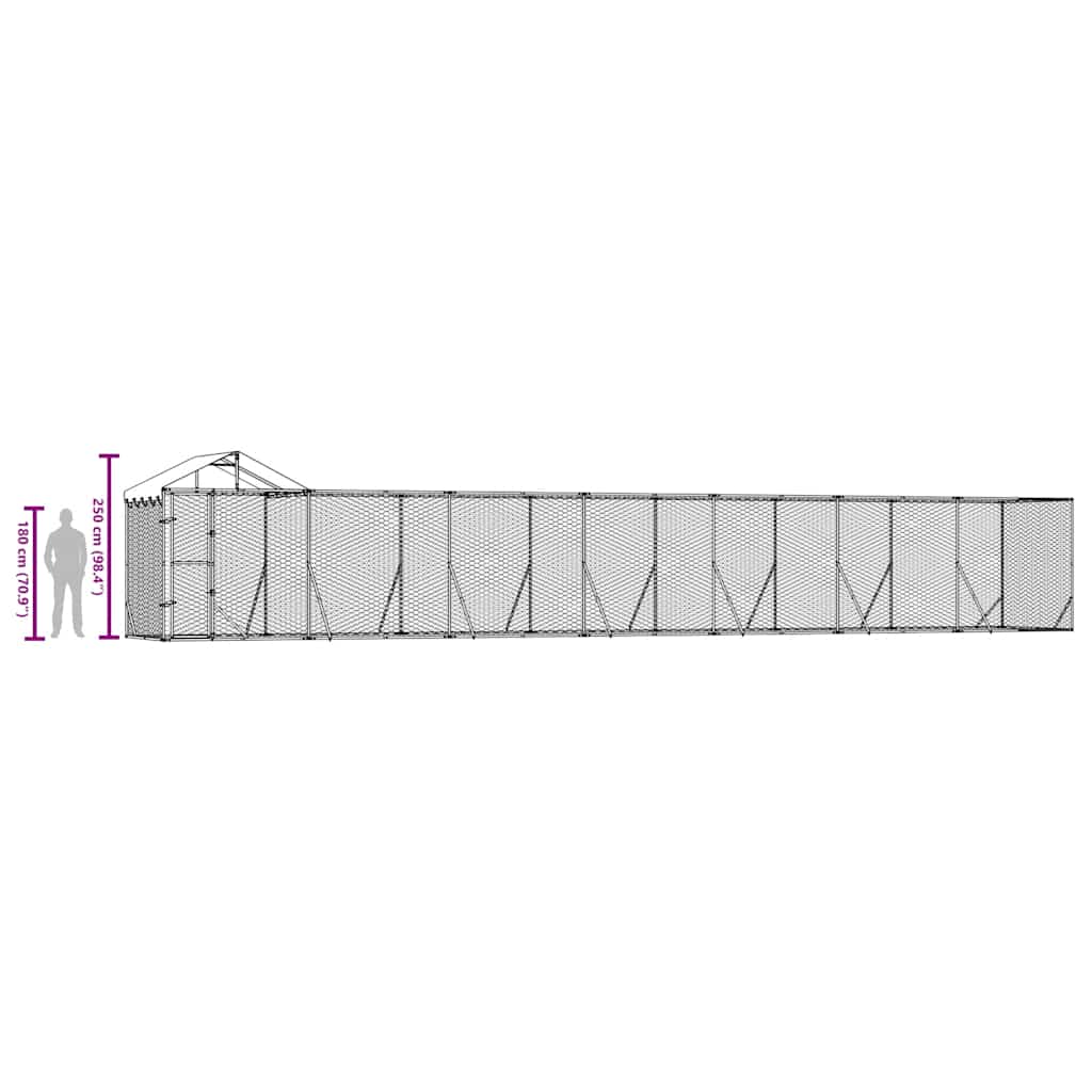 Outdoor-Hundezwinger mit Dach Silber 2x2x2,5 m Verzinkter Stahl