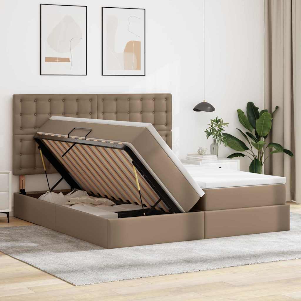 Bett mit Stauraum und LED Schwarz 180 x 200 cm Kunstleder