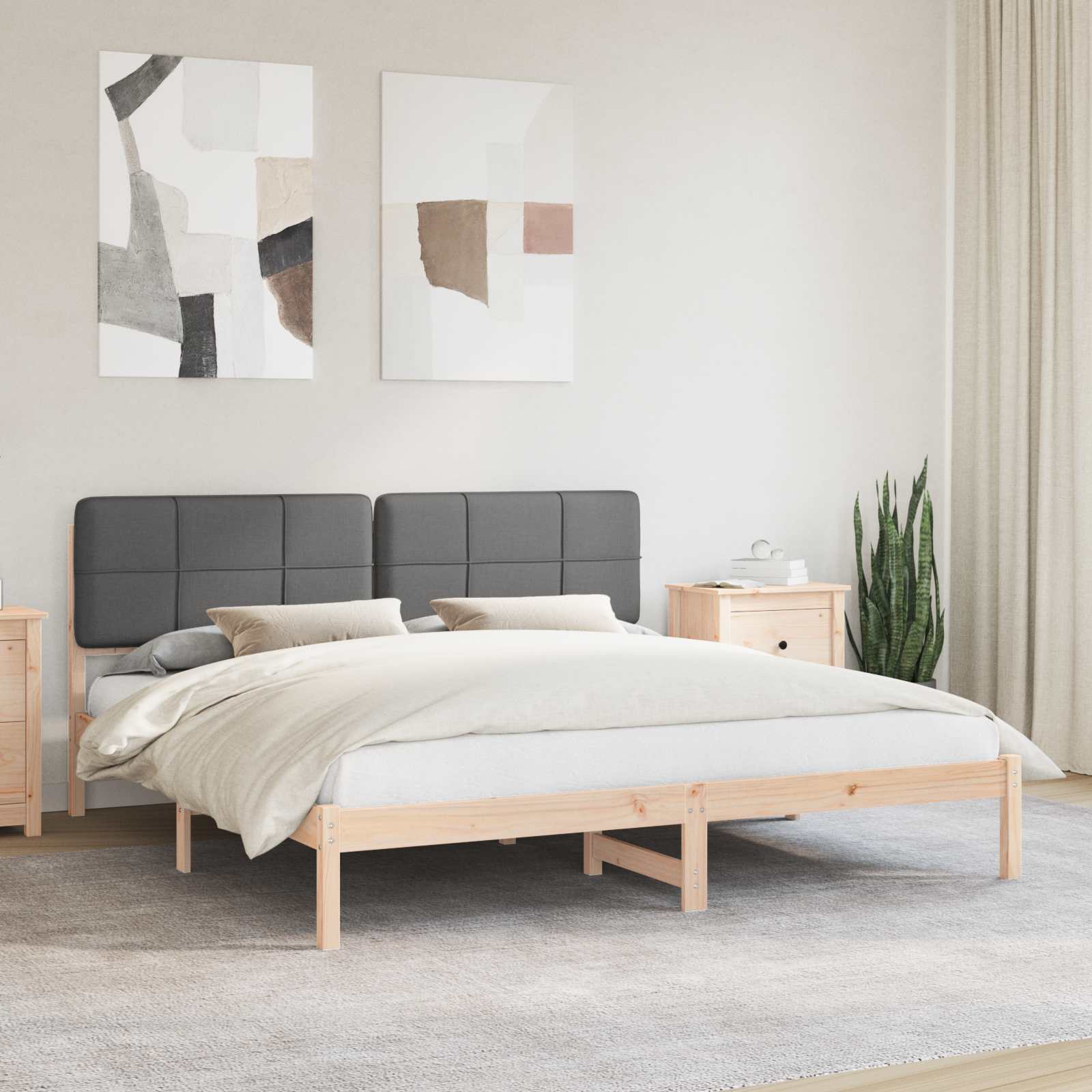 Bettgestell mit gepolstertem Kopfteil Hellgrau 200 x 200 cm