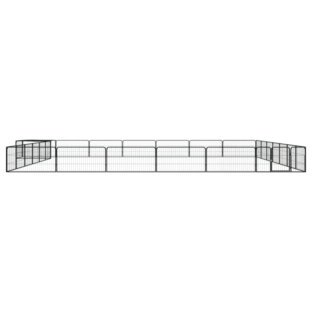 4-tlg. Hundelaufstall Schwarz 100x50cm Stahl Pulverbeschichtung