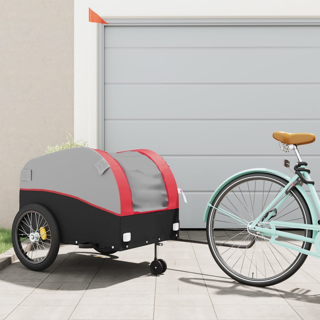 Fahrradanhänger Schwarz und Orange 30 kg Eisen