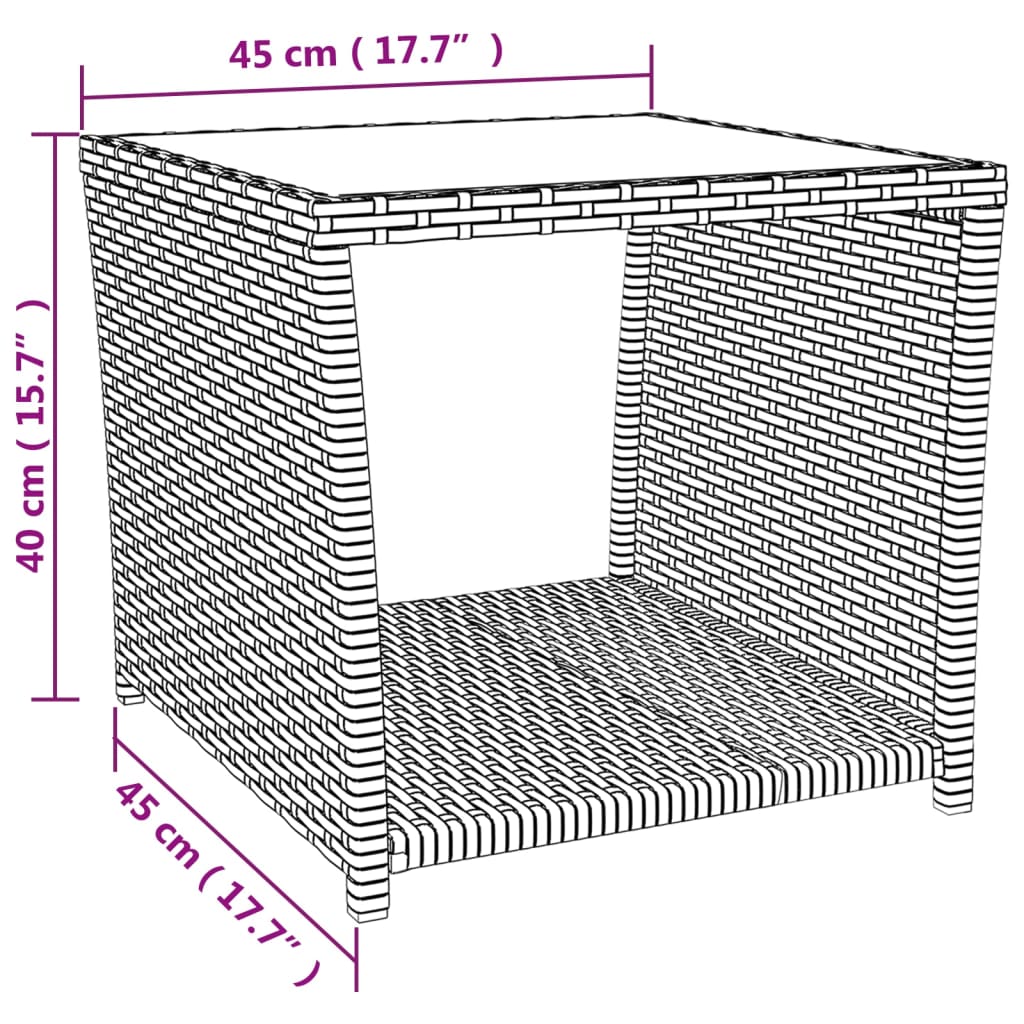 Beistelltisch mit Holzplatte Grau Poly Rattan & Akazienholz