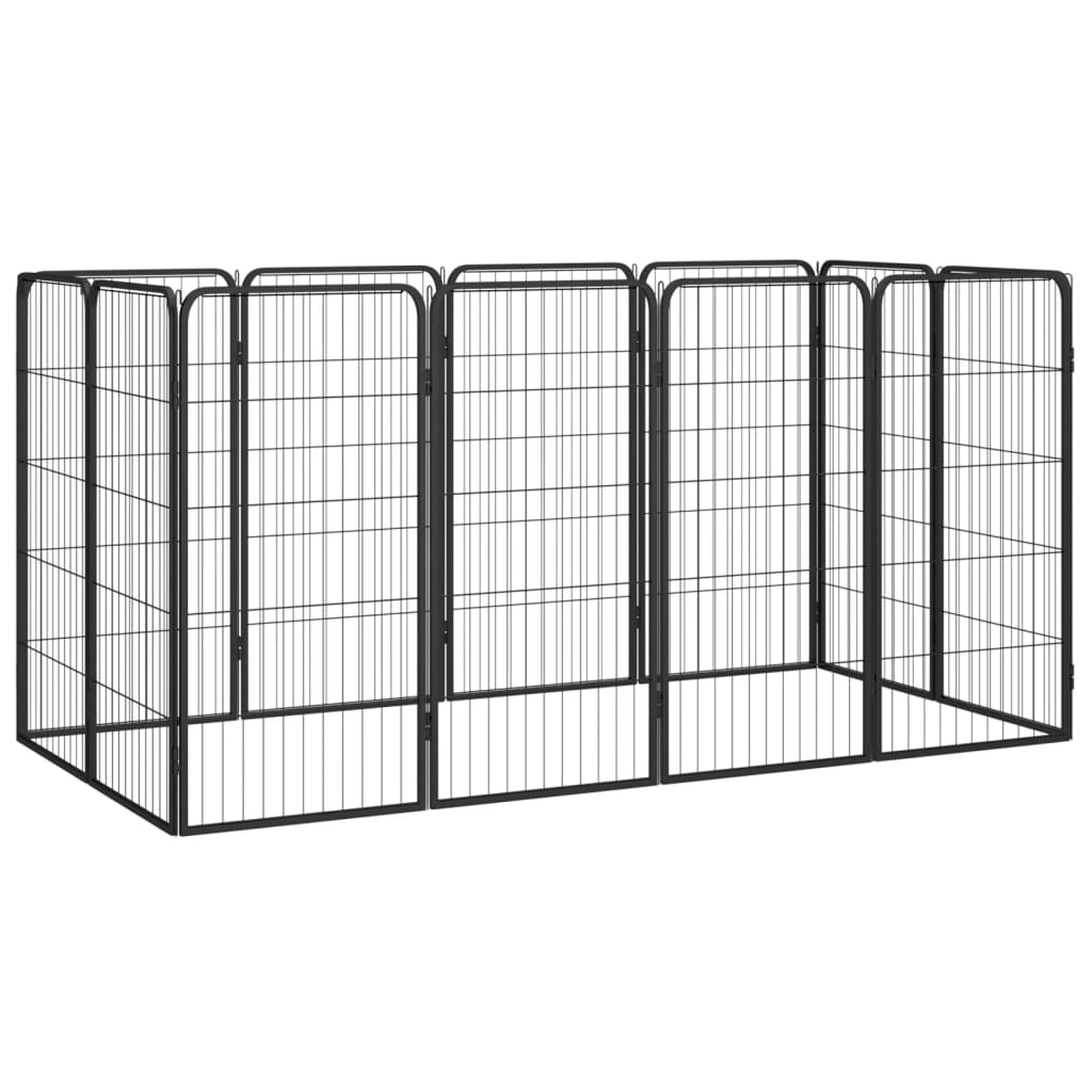 4-tlg. Hundelaufstall Schwarz 50x100cm Stahl Pulverbeschichtung