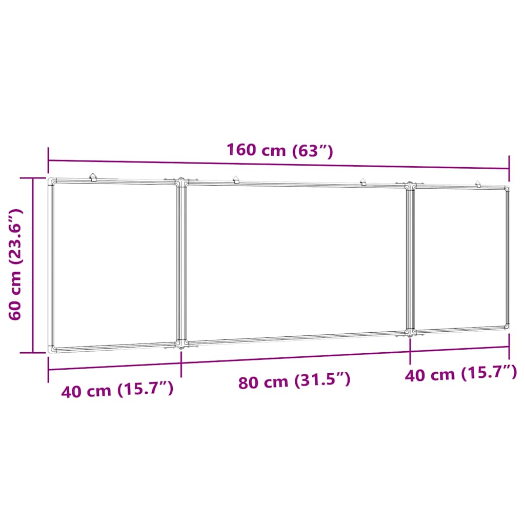 Magnetisches Whiteboard Klappbar 160x40x1,7 cm Aluminium