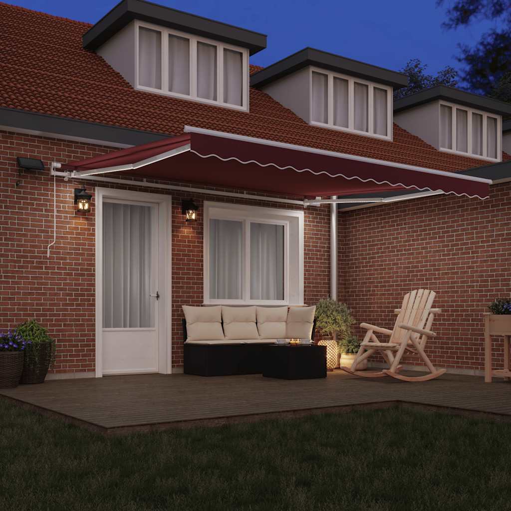 Markise Manuell Einziehbar mit LED 300x250 cm Blau und Weiß