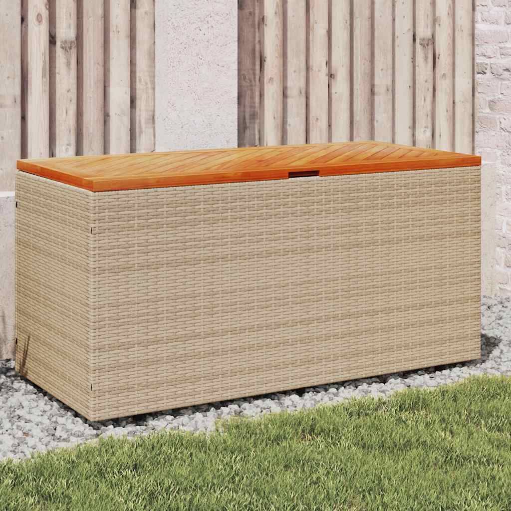 Gartentruhe Schwarz 110x50x54 cm Poly Rattan Akazienholz