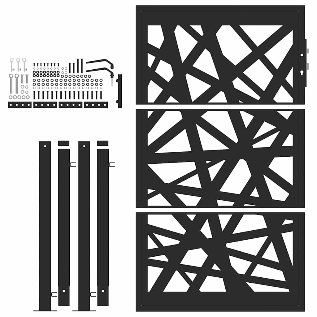 Gartentor Schwarz 100x100 cm Stahl Lichtdesign