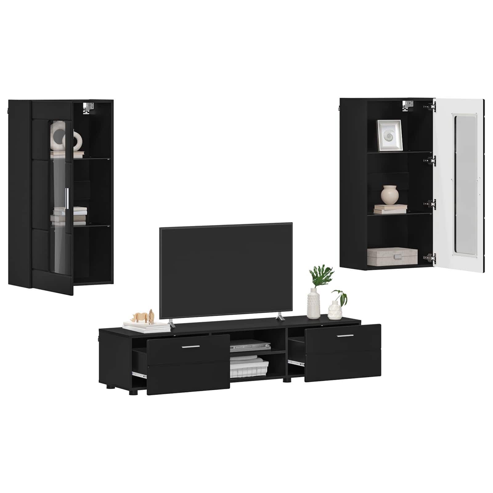 Highboard mit Regal FLORIN Weiß 60 x 35 x 182 cm Holzwerkstoff