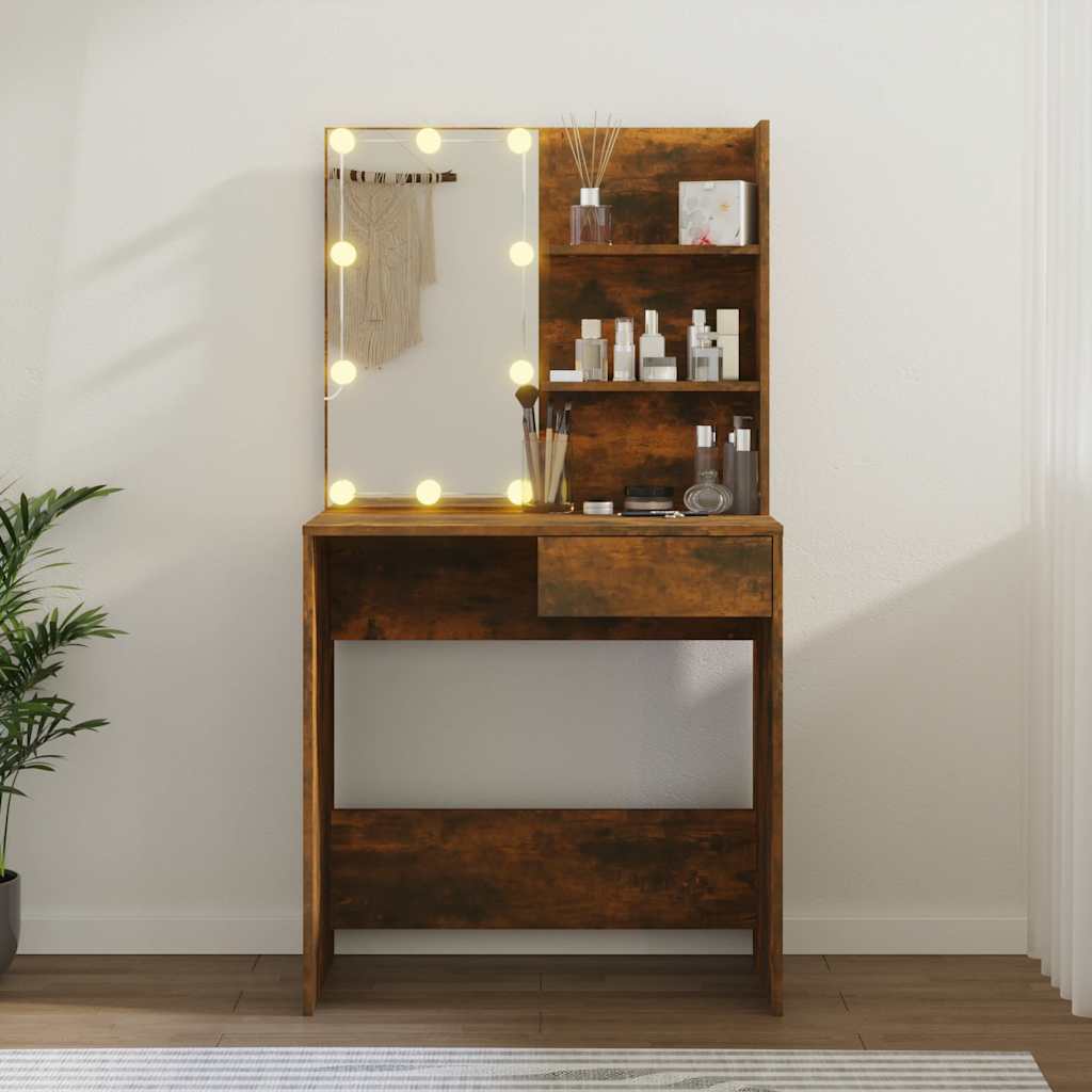 Schminktisch mit LED Weiß 74,5x40x141 cm