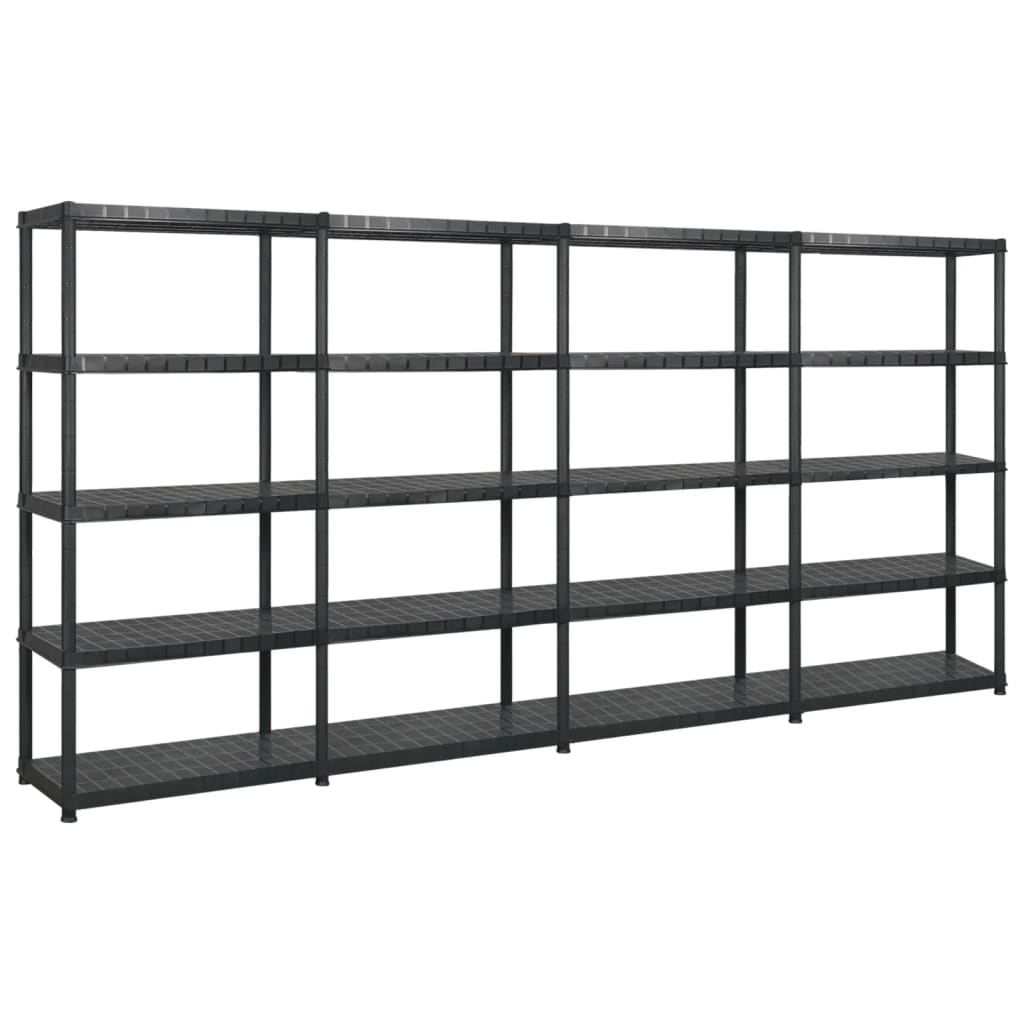 Lagerregal 4-Tier Schwarz 61x30,5x130 cm Kunststoff