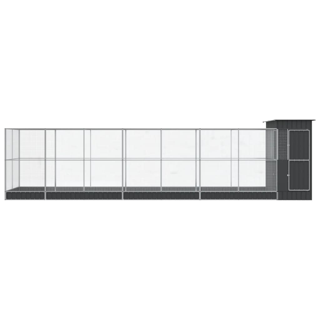 Voliere mit Erweiterung Silber 416 x 203 x 216 cm Stahl