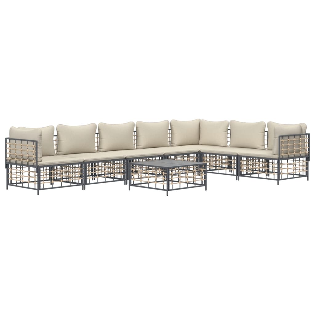 5-tlg. Garten-Lounge-Set mit Kissen Anthrazit Poly Rattan