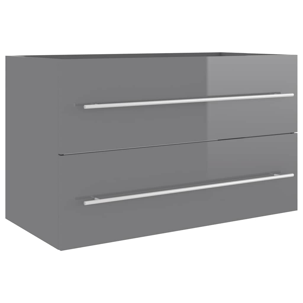 2-tlg. Badmöbel-Set Grau Holzwerkstoff