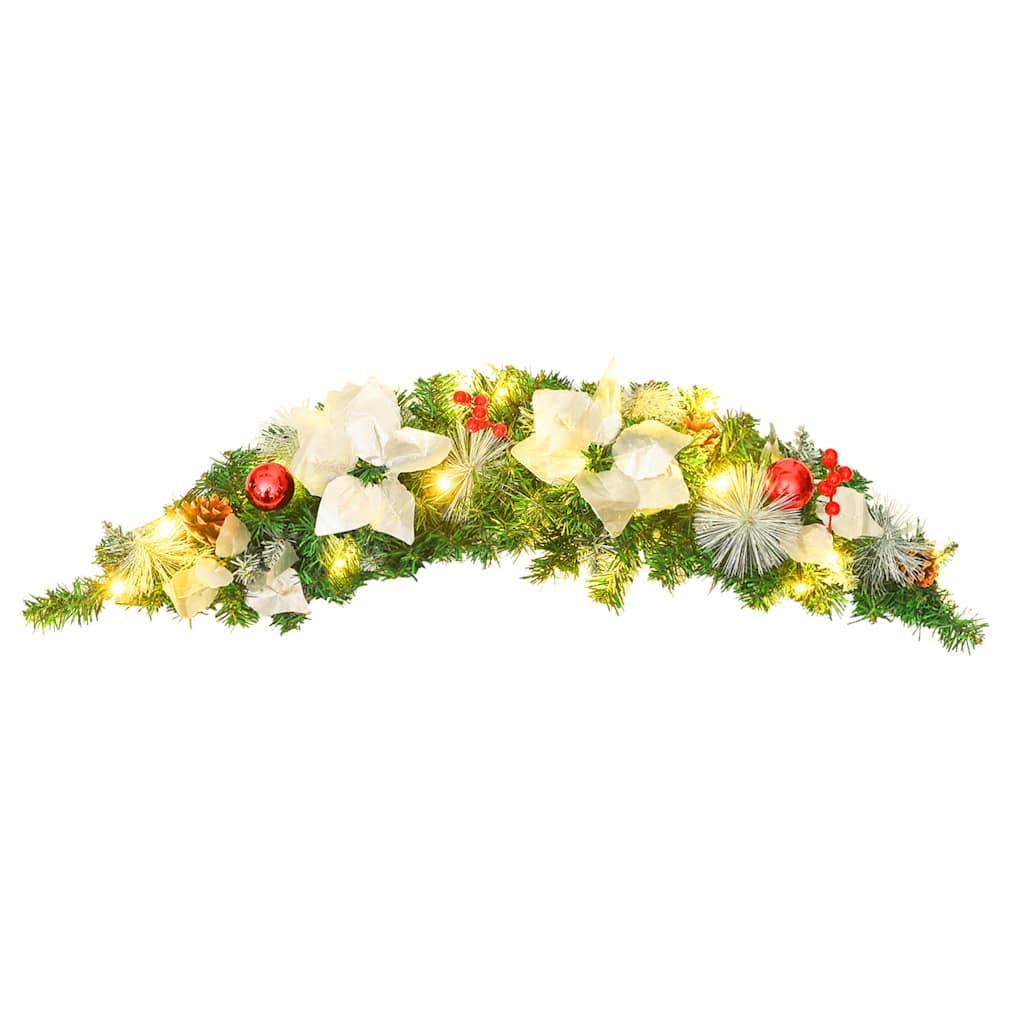 Weihnachts-Türbogen mit LED-Lichtern Schwarz 90 cm PVC