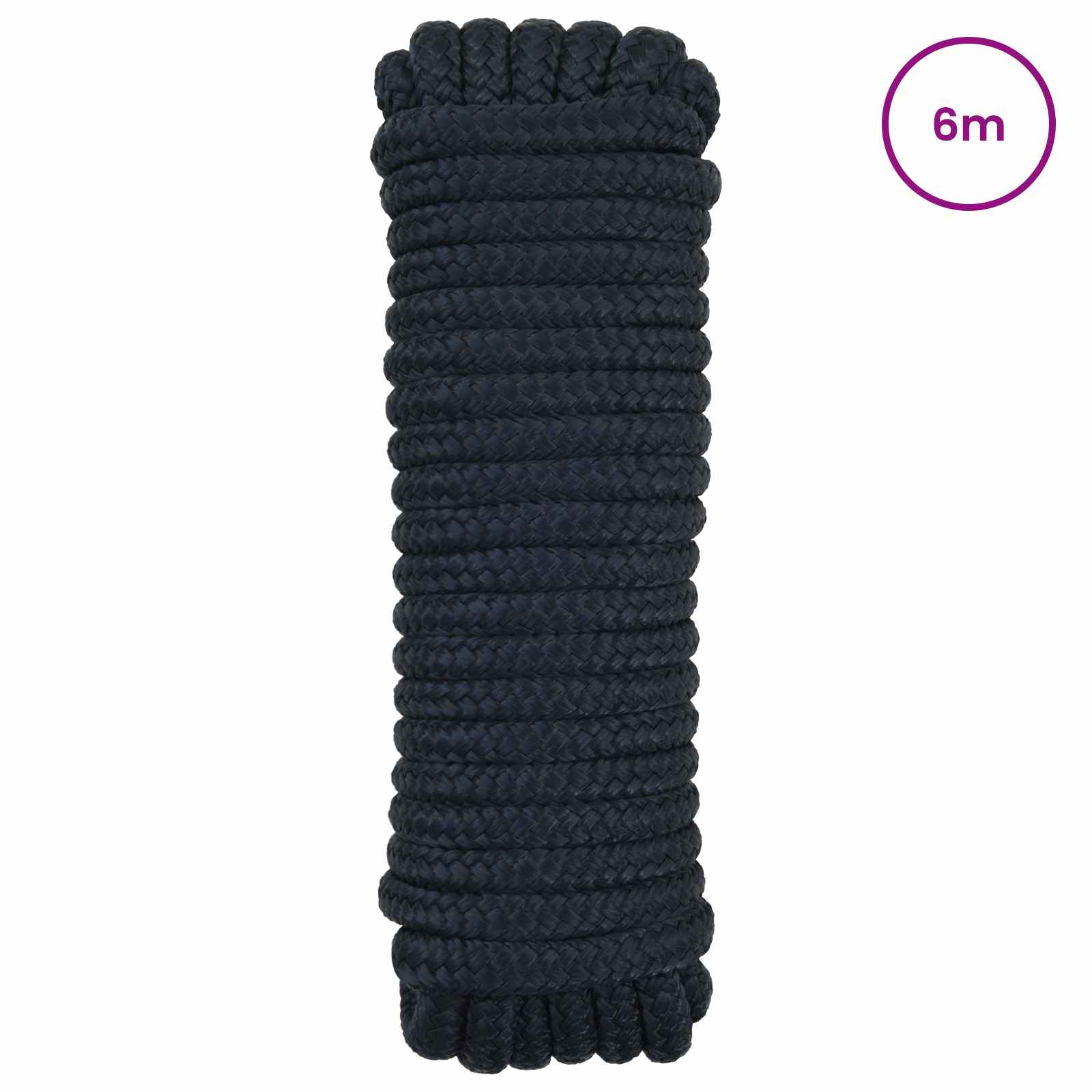 Bootsseil 6 m 1 Weiß und Schwarz Polyester