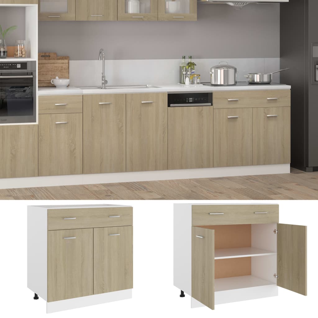 Spülenunterschrank Sonoma-Eiche 80x46x81,5 cm Holzwerkstoff
