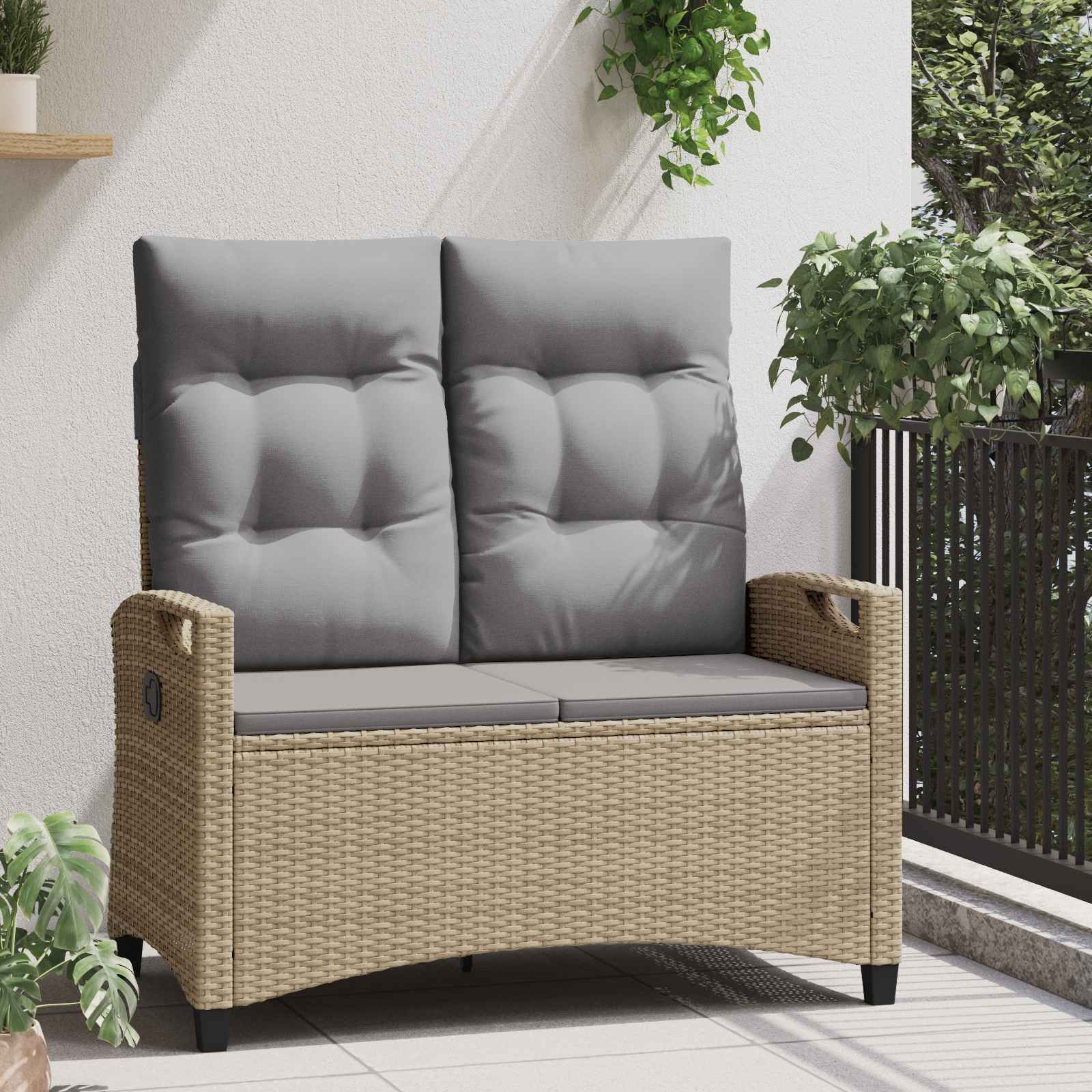 Gartenbank Schwarz 105 x 60 x 112 cm Stahl und Polyester