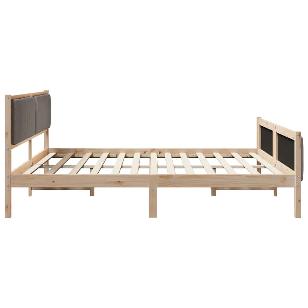 Bettgestell Braun und hellgrau 200 x 200 cm Massivholz Kiefer